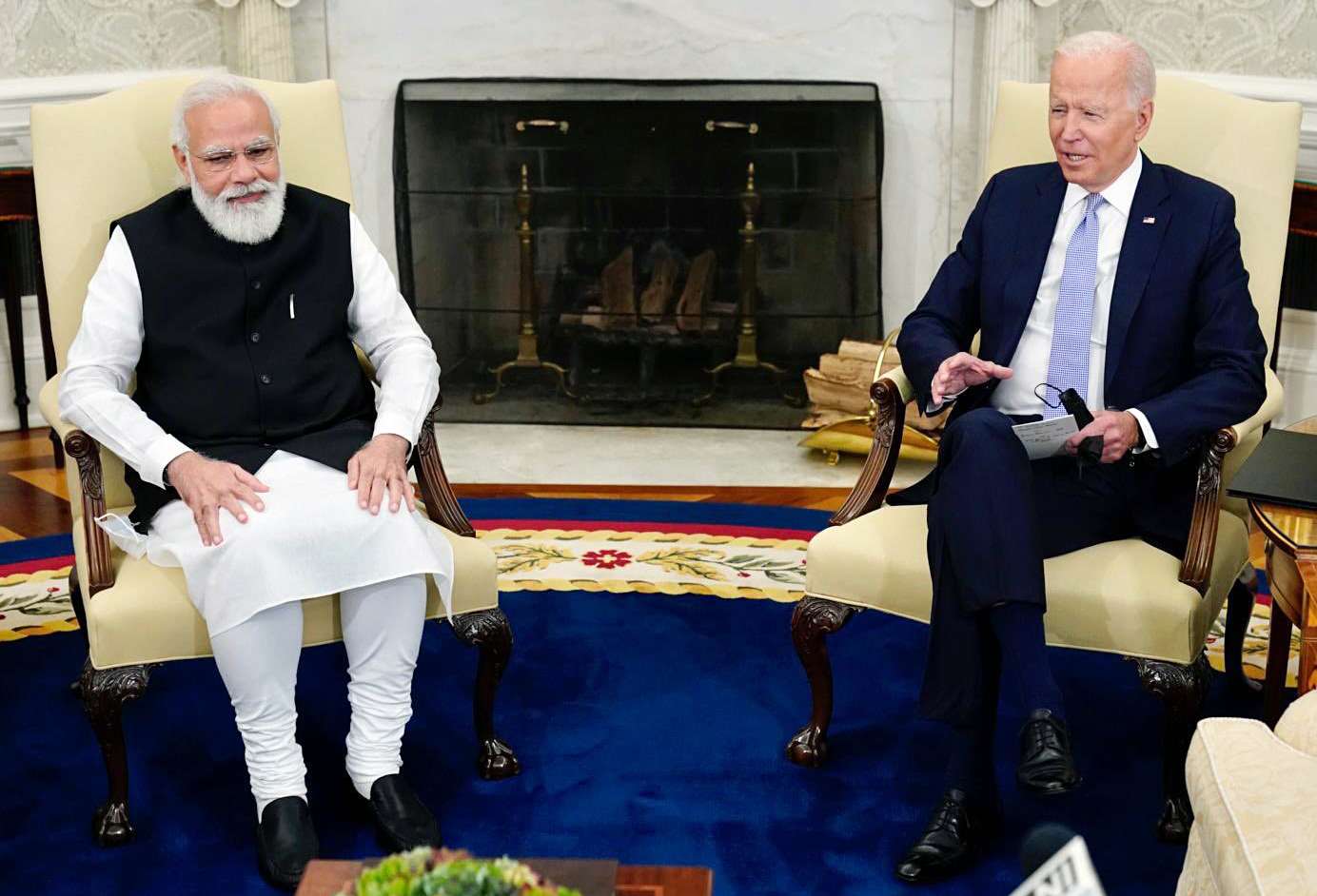 USA, Sept 24 (ANI): Prime Minister Narendra Modi and US President Joe Biden hold bilateral meeting, at the Oval Office in the White House, in Washington DC on Friday. (ANI Photo)